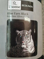 TIGER BLUE EYES Black Polar Fleece Throw Rug Blanket